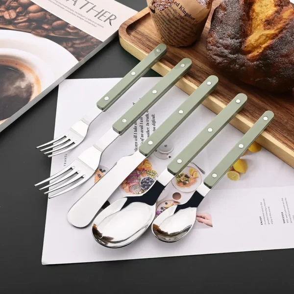 RivetRustic Green Flatware Set