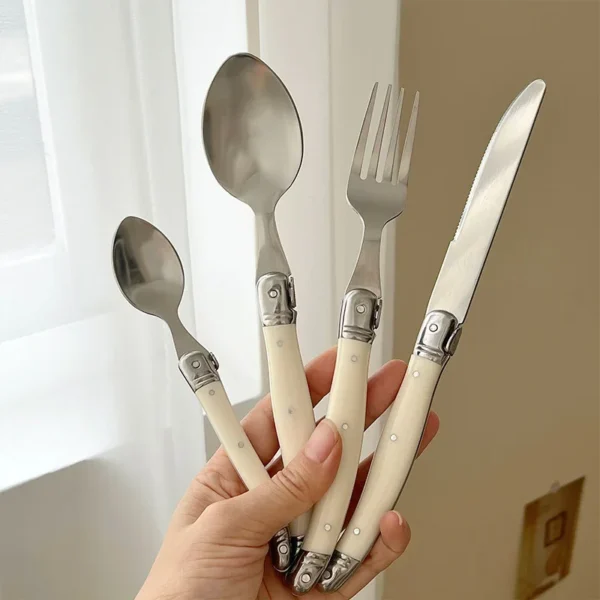 NordicGlow Cutlery Set – White Handle Elegance