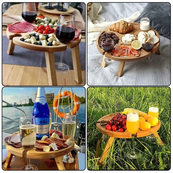 VinoGo – Foldable Wooden Picnic Wine Table