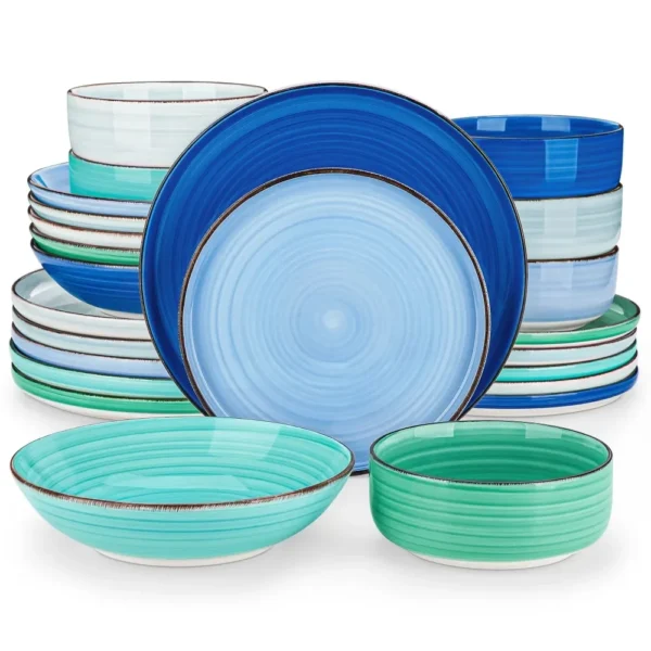 BonitaTwirl 24-Piece Spiral Ceramic Dinnerware Set
