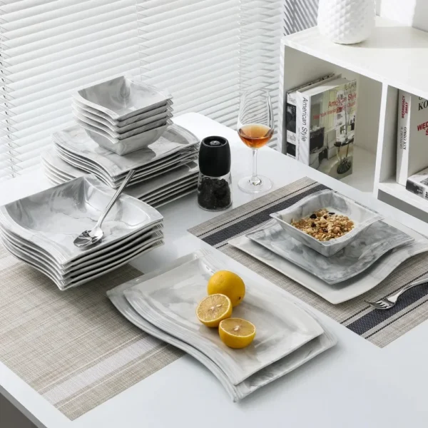 FloraStone 26-Piece Marble Dinner Set