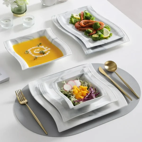 FloraStone 26-Piece Marble Dinner Set