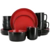 CrimsonEdge 16-Piece Stoneware Dinner Set