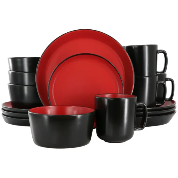 CrimsonEdge 16-Piece Stoneware Dinner Set