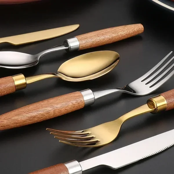 kf-S5bba6cab1a464ad7ae87ce3a45be3b5ct TimberCraft Cutlery – 4pc Stainless Steel Set with Wooden Handles