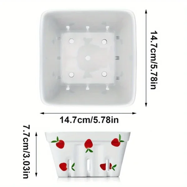 Strawberry Grove – Square Ceramic Fruit Bowl