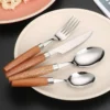 kf-S72033c70e2b54975ae215557acbe0d9dy TimberCraft Cutlery – 4pc Stainless Steel Set with Wooden Handles