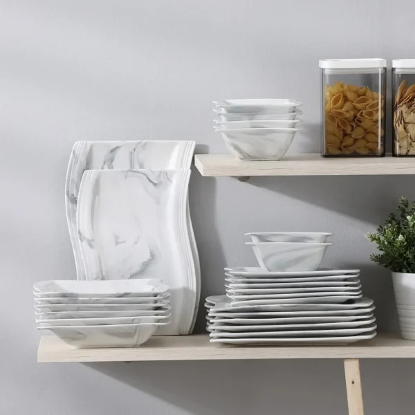 FloraStone 26-Piece Marble Dinner Set