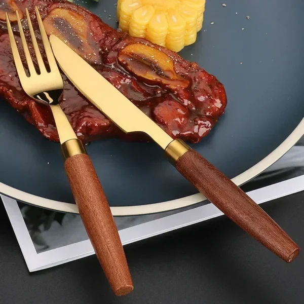 kf-S986ee21b50be4331b734c0a33e5251fdl TimberCraft Cutlery – 4pc Stainless Steel Set with Wooden Handles