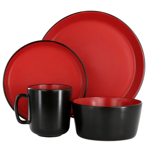 CrimsonEdge 16-Piece Stoneware Dinner Set