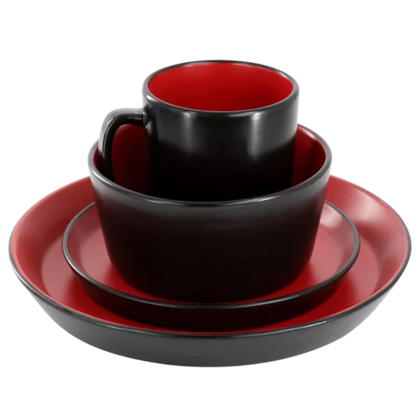 CrimsonEdge 16-Piece Stoneware Dinner Set