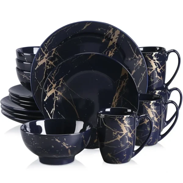 GoldSplas 16-Piece Porcelain Tableware Set
