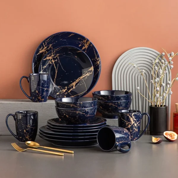 GoldSplas 16-Piece Porcelain Tableware Set
